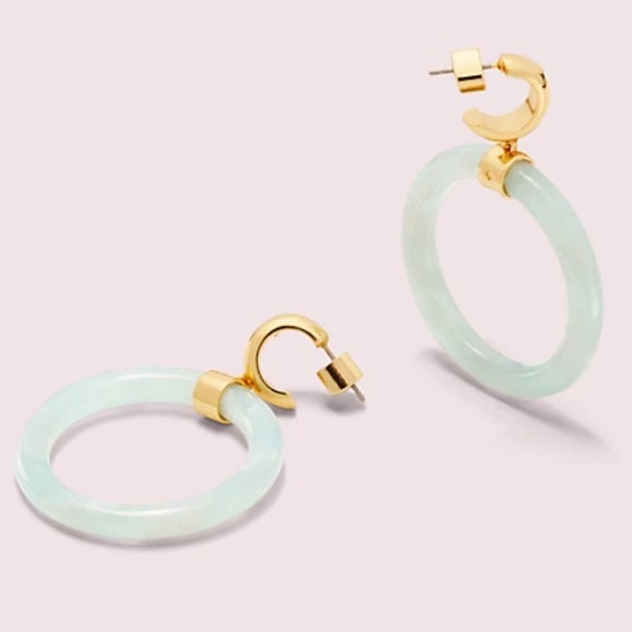 $78 Kate Spade garden botanical resin hoops mint - Picture 5 of 8